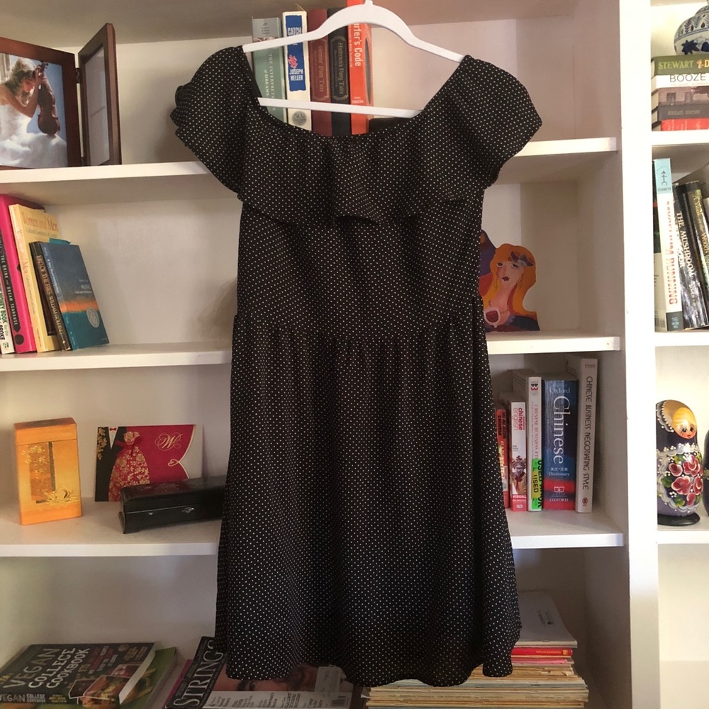 Polka dot off the shoulder dress